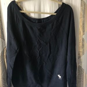 Navy,off the shoulder sweatshirt. A&F, size large